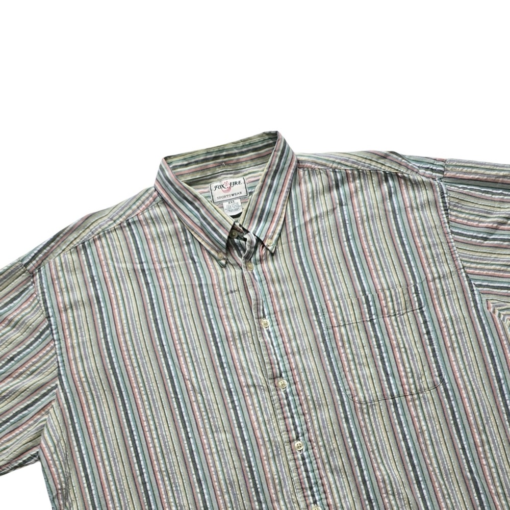 Foxfire Sportswear Button-Up Striped Short Sleeve Shirt Men’s XXL